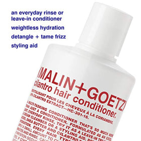 MALIN+GOETZ conditioner cream texture close-up illustrating smooth slip