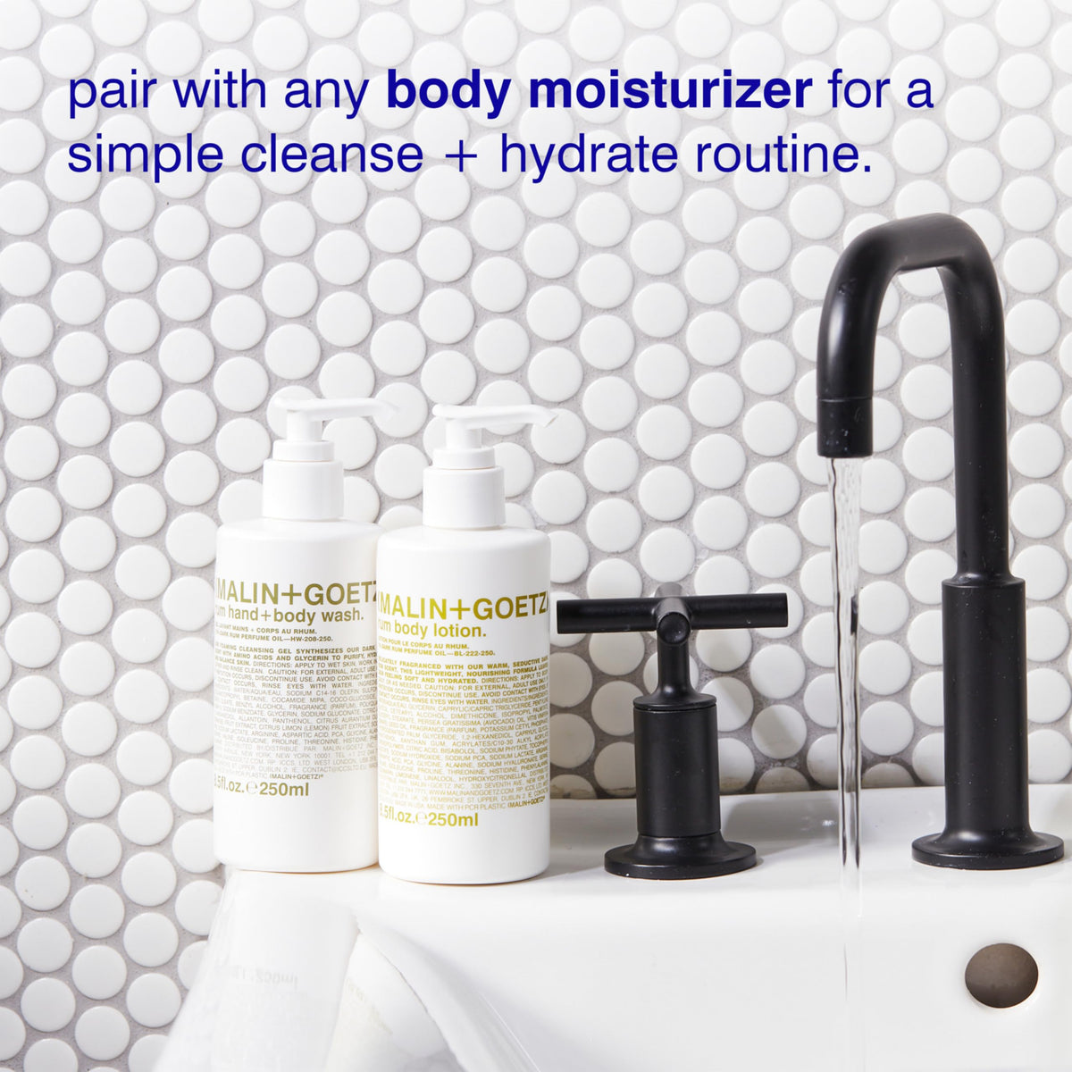 MALIN+GOETZ foam texture close-up highlighting gentle creamy lather and hydration