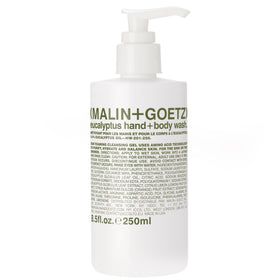 MALIN+GOETZ front packaging showing eucalyptus hand and body wash benefits