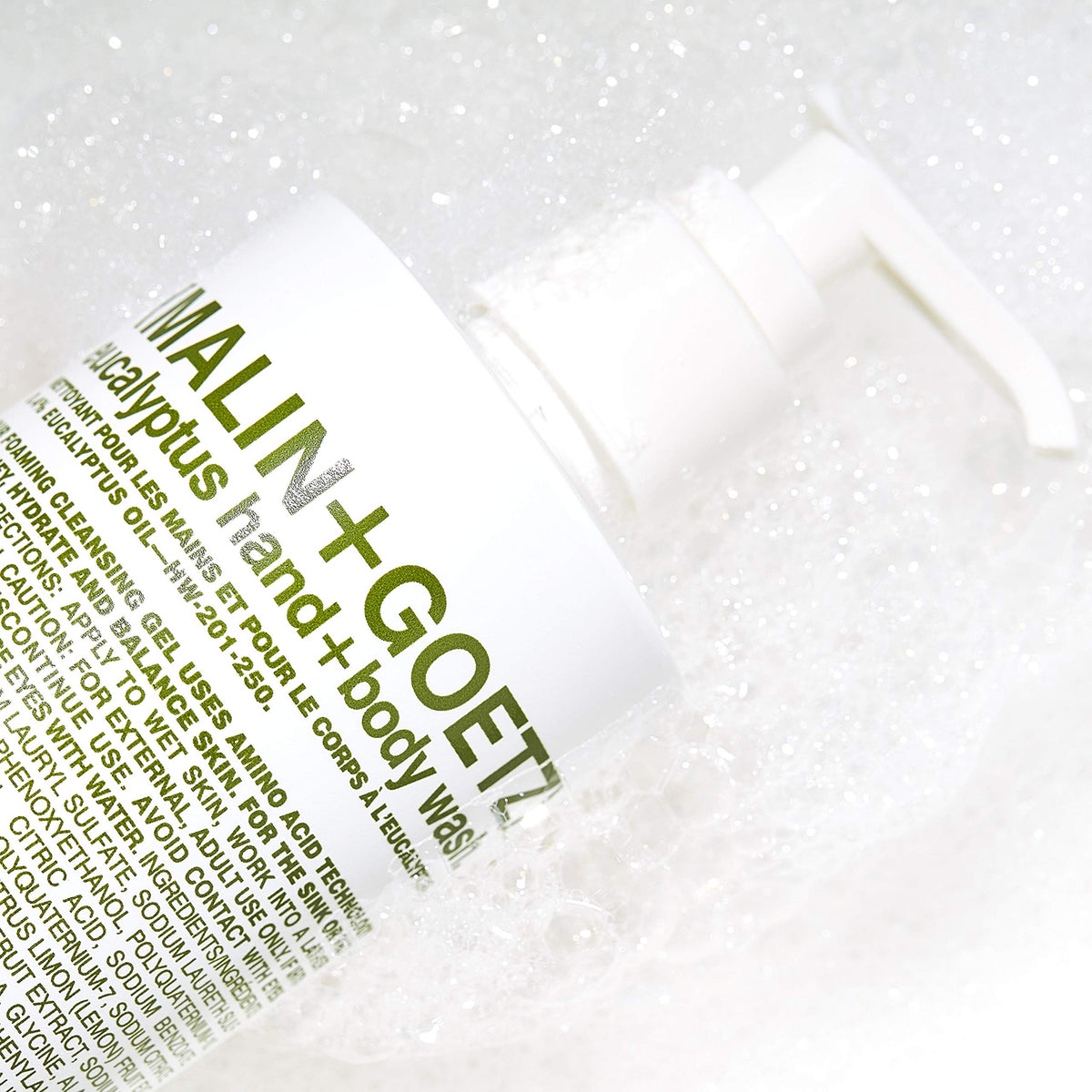 MALIN+GOETZ label ingredients detail showing amino acids and botanical clarity