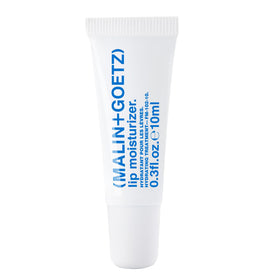 MALIN+GOETZ front tube view showing minimalist packaging and portable size benefit