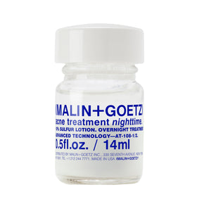 MALIN+GOETZ jar front view showing label and compact packaging, clear product benefit