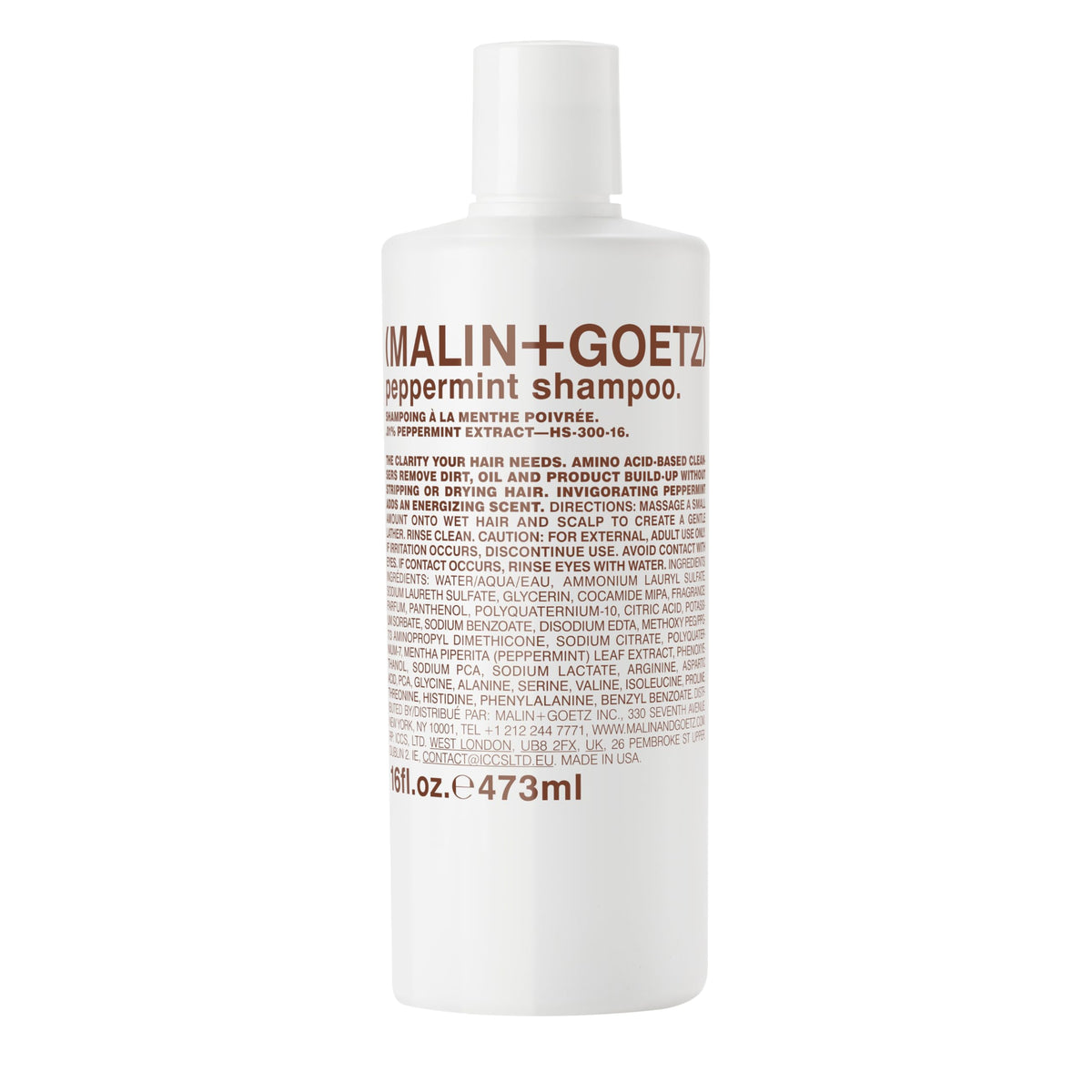 MALIN+GOETZ front bottle showing clean design and daily clarifying benefit