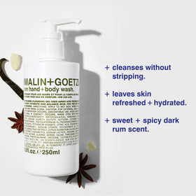 MALIN+GOETZ pump dispensing gel into hand for easy daily use