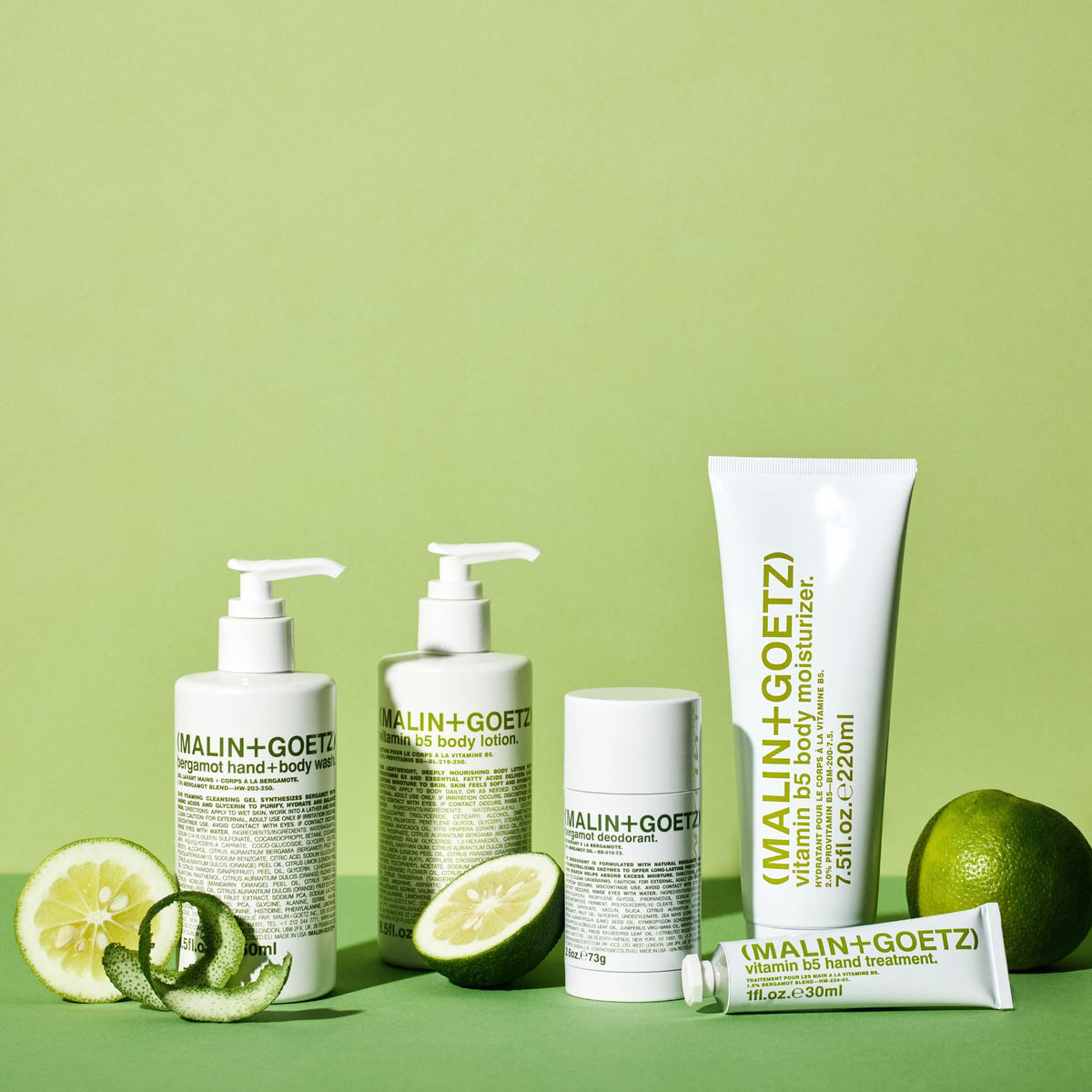 MALIN+GOETZ ingredients label highlighting provitamin B5 and shea butter