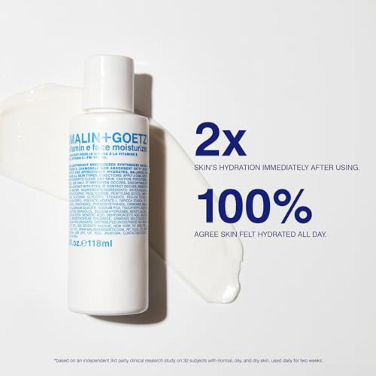 MALIN+GOETZ cream texture close-up illustrating lightweight absorption