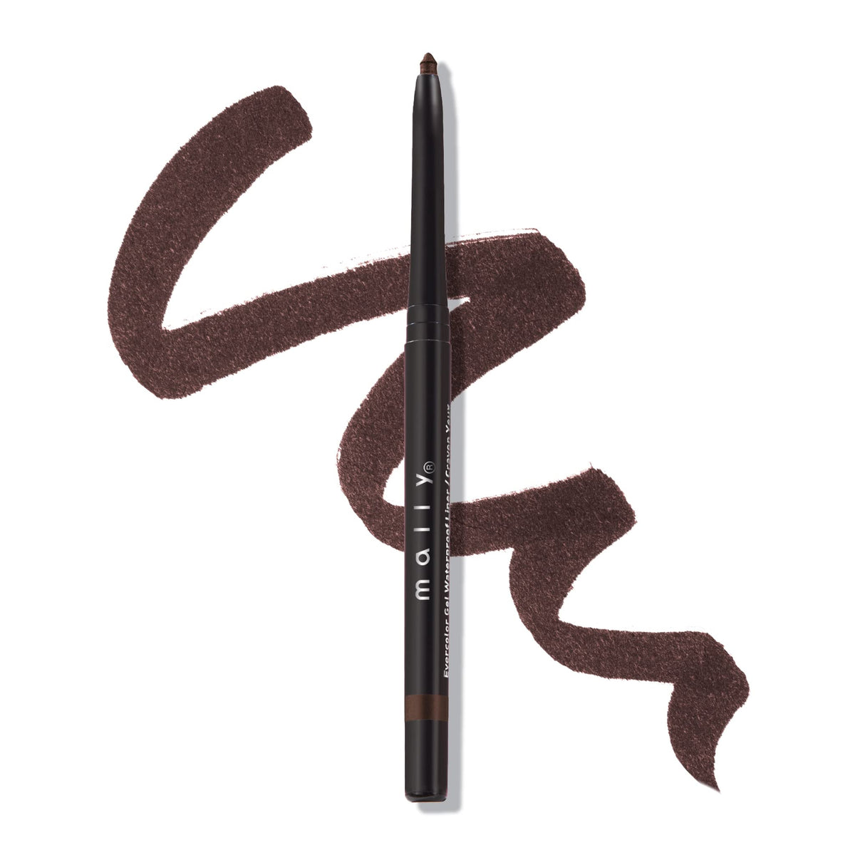 Mally Beauty front packaging showing hazelnut gel eyeliner and branding benefits