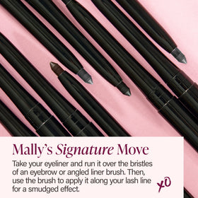 Mally Beauty eyeliner next to coin to show compact size and travel-friendly benefit