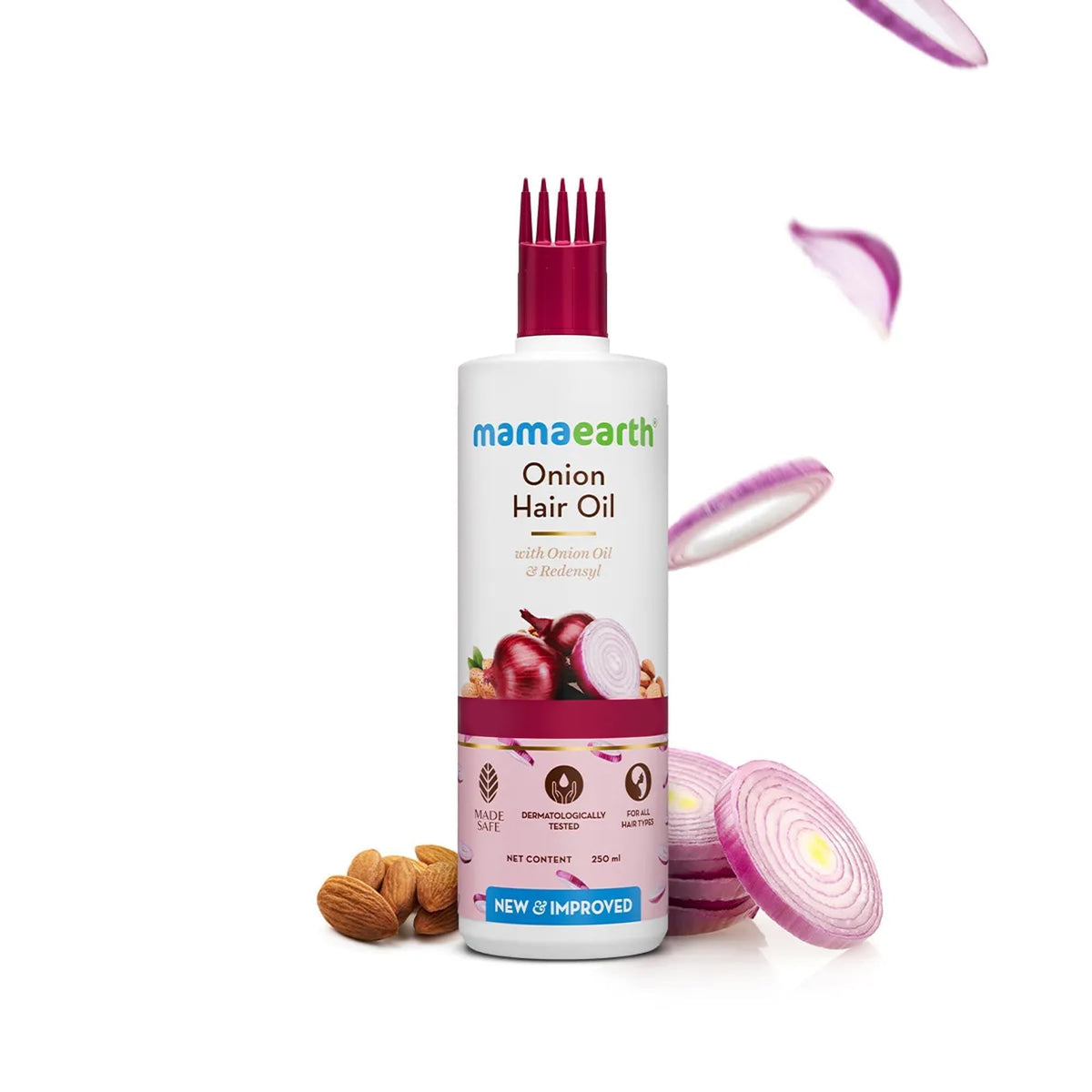 Mamaearth oil being poured to show lightweight texture and easy absorption benefit