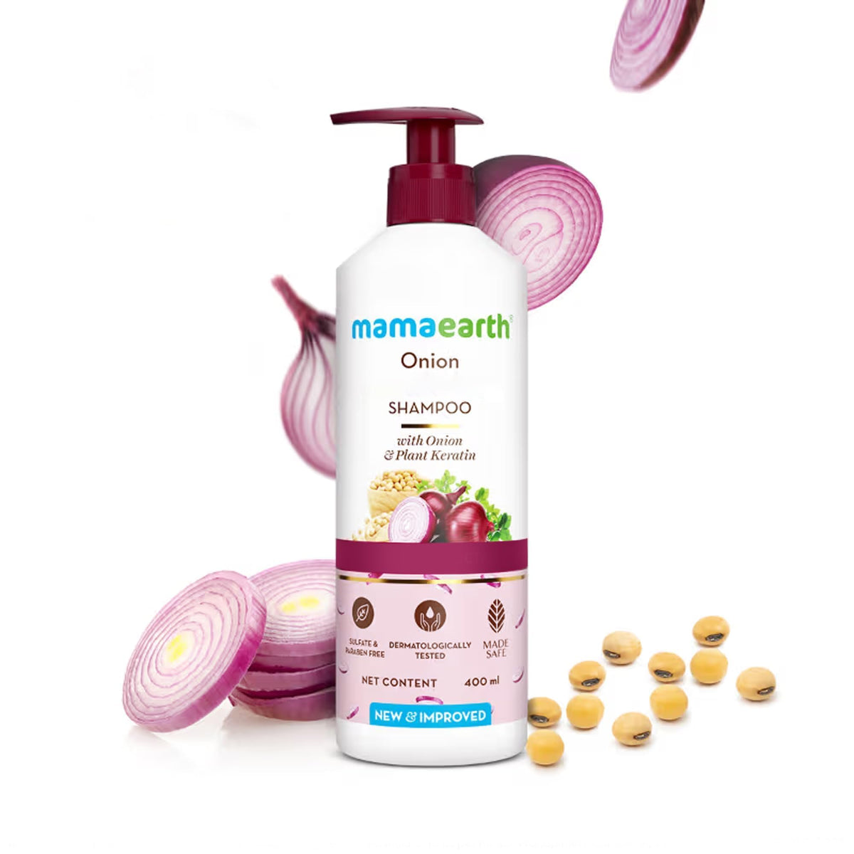 Mamaearth close-up of shampoo texture highlighting smooth consistency benefit