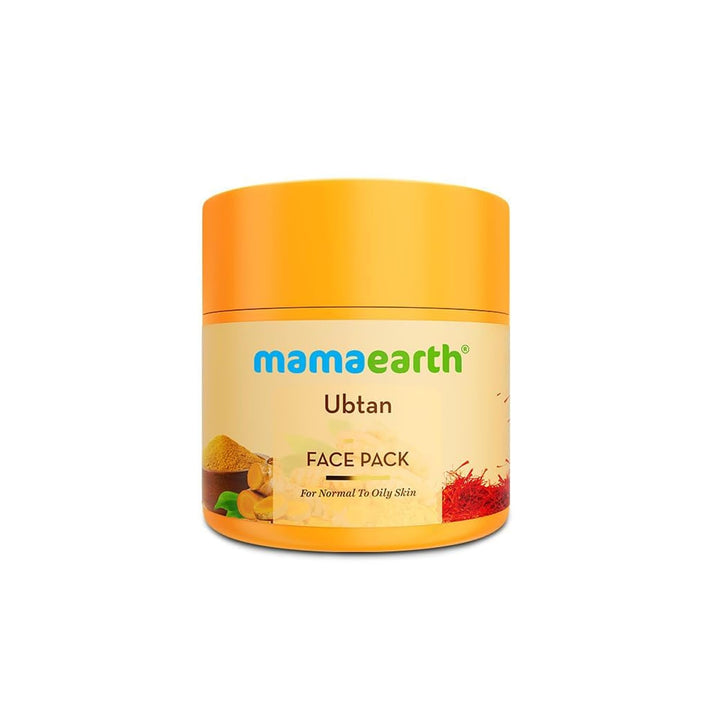 MAMAEARTH front packaging showing label and 100g jar, clear product identity and benefit