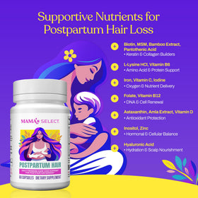 Mama's Select ingredient collection displaying biotin, bamboo, and vitamins