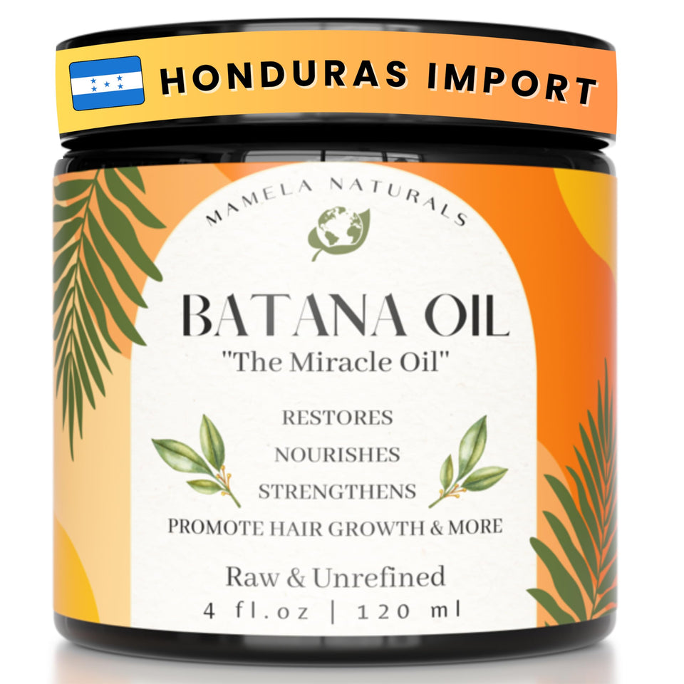 Mamela Naturals jar front view showing pure Batana oil and clean packaging benefit: transparency