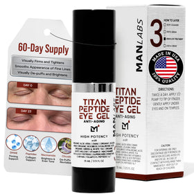 Man Labs Titan front packaging showing unscented gel and clinical design benefits