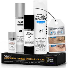 Man Labs front packaging showing kit contents and neat display benefit of clear routine
