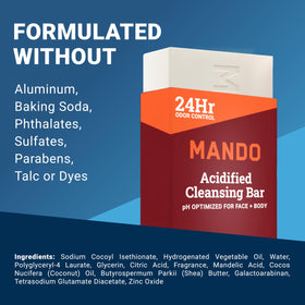 Mando bar surface with water droplets showing rinseability and conditioning