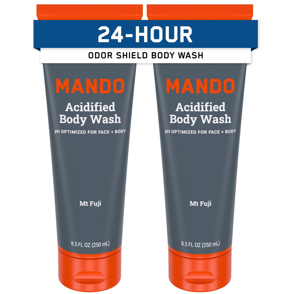 Mando front packaging of Mt Fuji body wash shows product and benefits