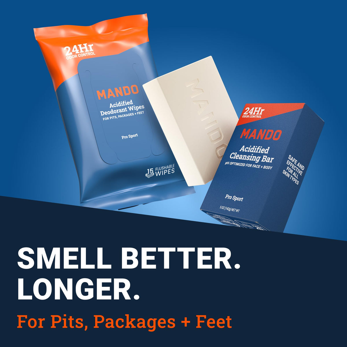Mando deodorant wipes pack open with a wipe pulled out for on-the-go refresh