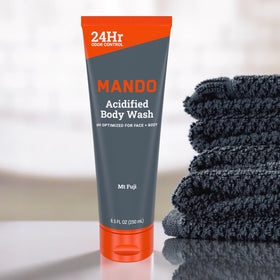 Mando mandelic acid ingredient callout illustrating targeted odor reduction