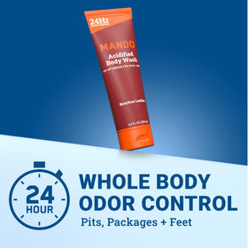Mando label close-up highlighting mandelic acid and gentle ingredients