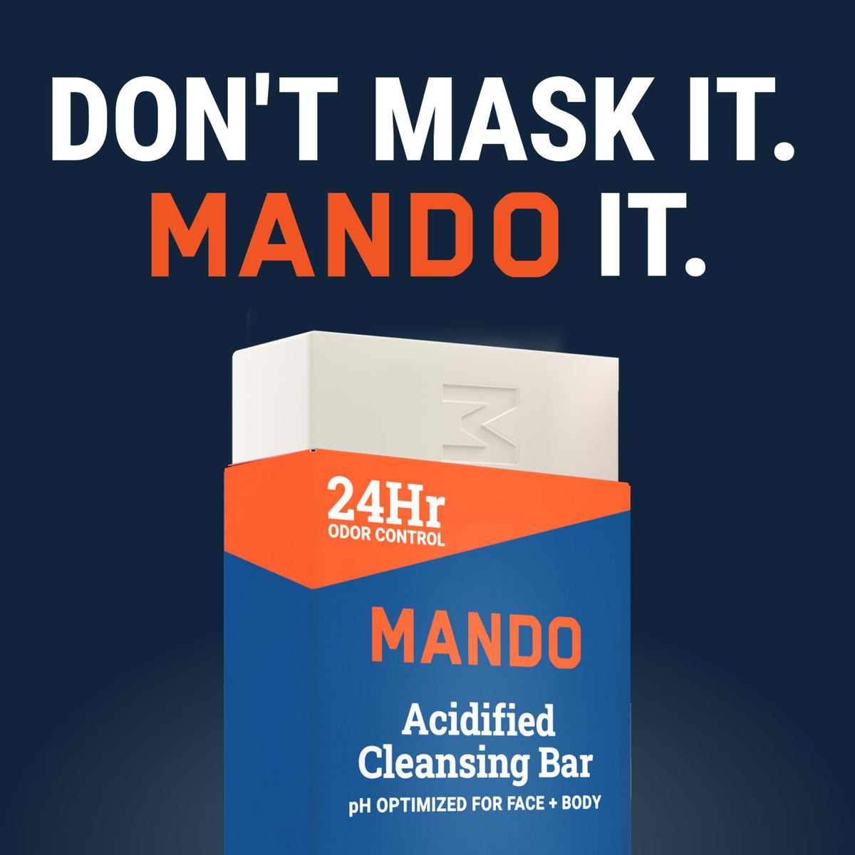 Mando packaging label close-up showing 24-hour odor control claims