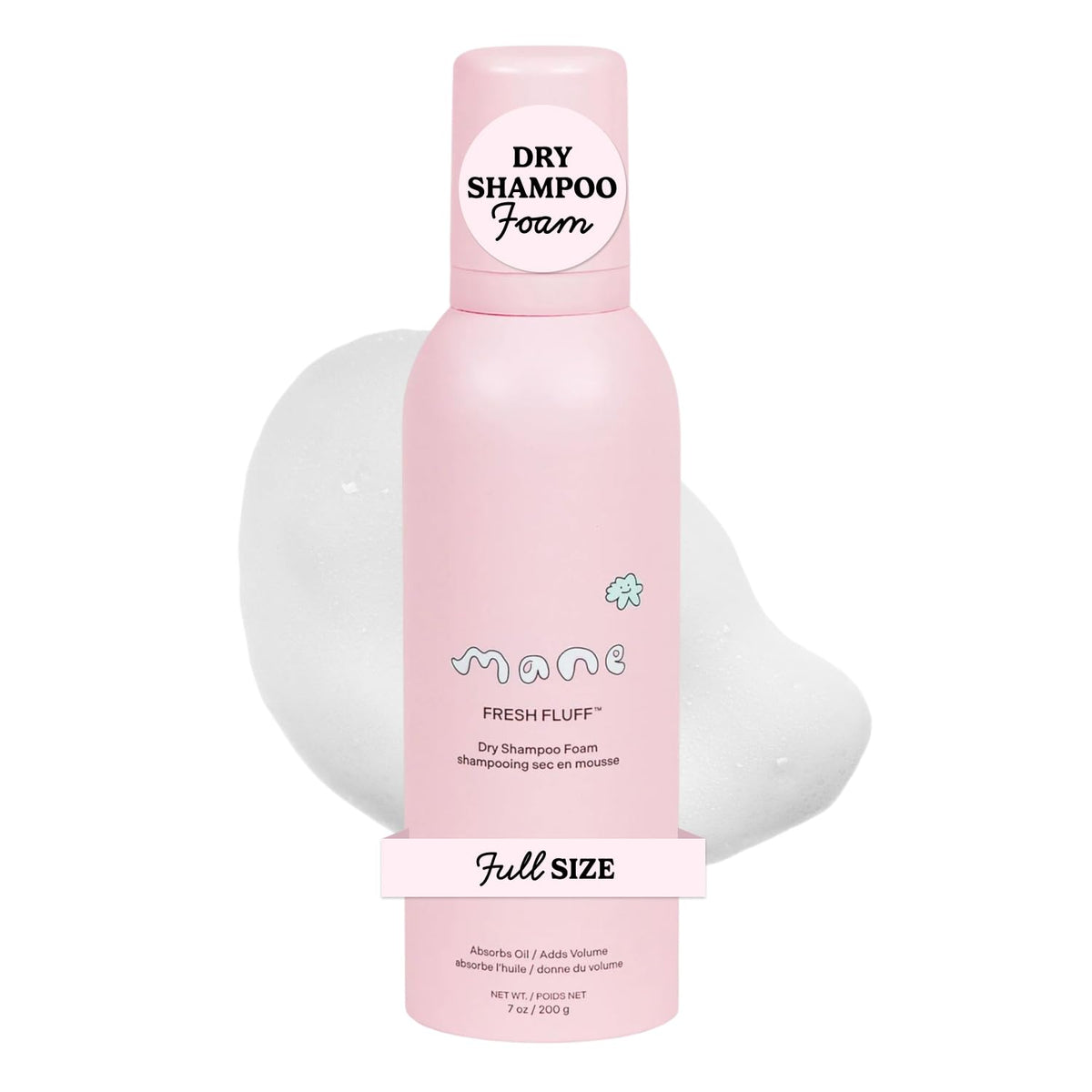 Mane Fresh Fluff front packaging showing 7 oz bottle and label benefits