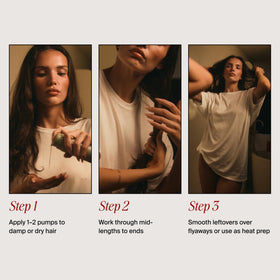 MANE IVY applied to hair before and after for smoother, frizz-free results