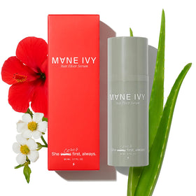 MANE IVY bottle front view showing sleek packaging and compact travel size