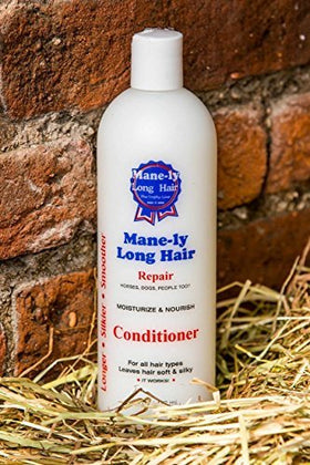 Mane-ly Long Hair front bottle showing product packaging and clear label benefit