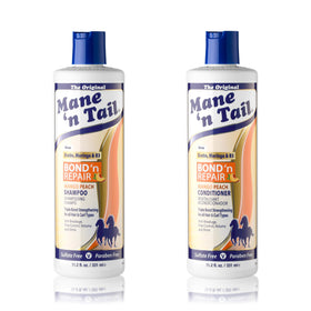 Mane ’n Tail front packaging of shampoo and conditioner showing product benefits