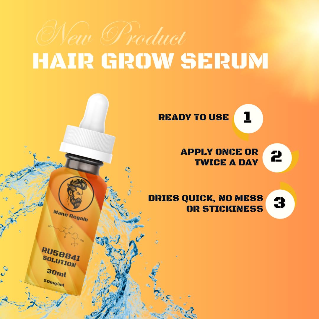 Mane Regain close-up of clear solution texture showing non-greasy carrier for easy absorption
