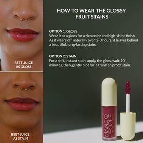 Mango People before and after lips demonstrating lasting tint effect