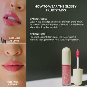 Mango People stain comparison showing initial gloss and lasting tint benefit