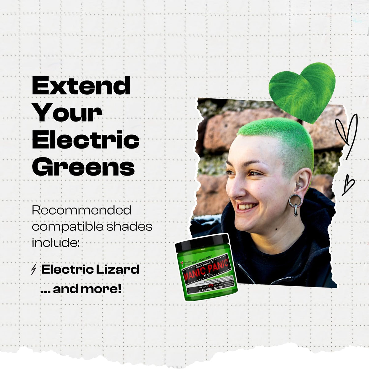 MANIC PANIC applying Green Venus conditioner to damp hair for instant color refresh
