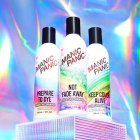 MANIC PANIC rinsed color-treated hair showing vibrant, more evenly accepting strands