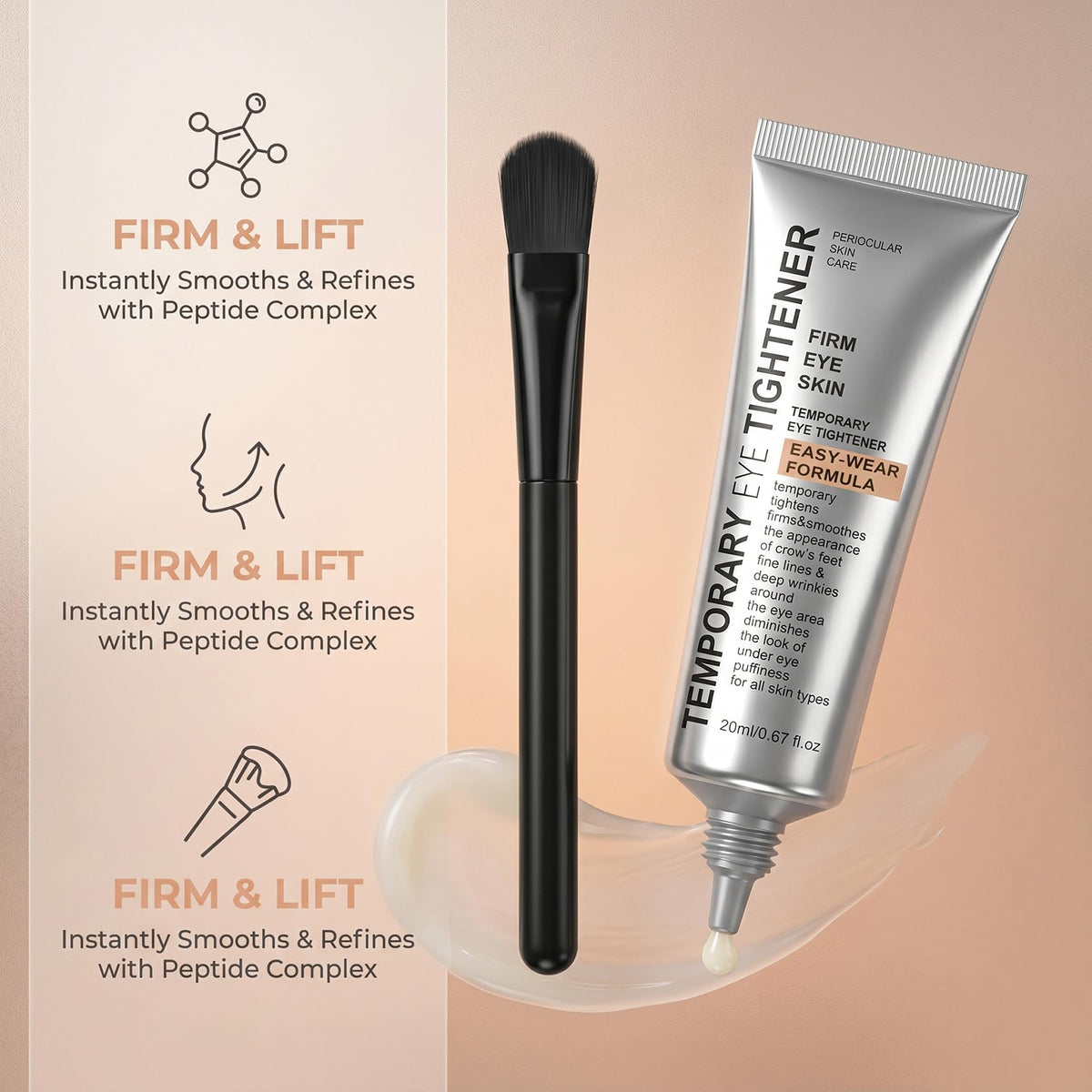 Manoai before and after eye area comparison showing reduced puffiness visual