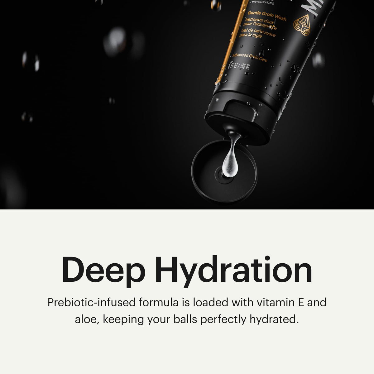 MANSCAPED gel texture swirl showing smooth formula and moisturizing consistency