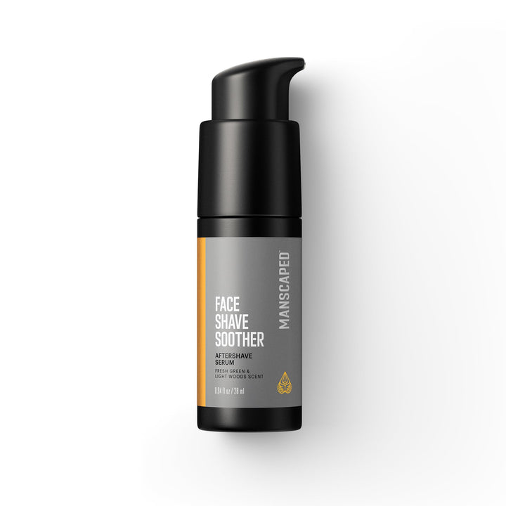 MANSCAPED front packaging showing compact 28ml bottle and branding benefit cooling