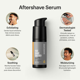 MANSCAPED serum pump dispensing a drop highlighting quick application and control