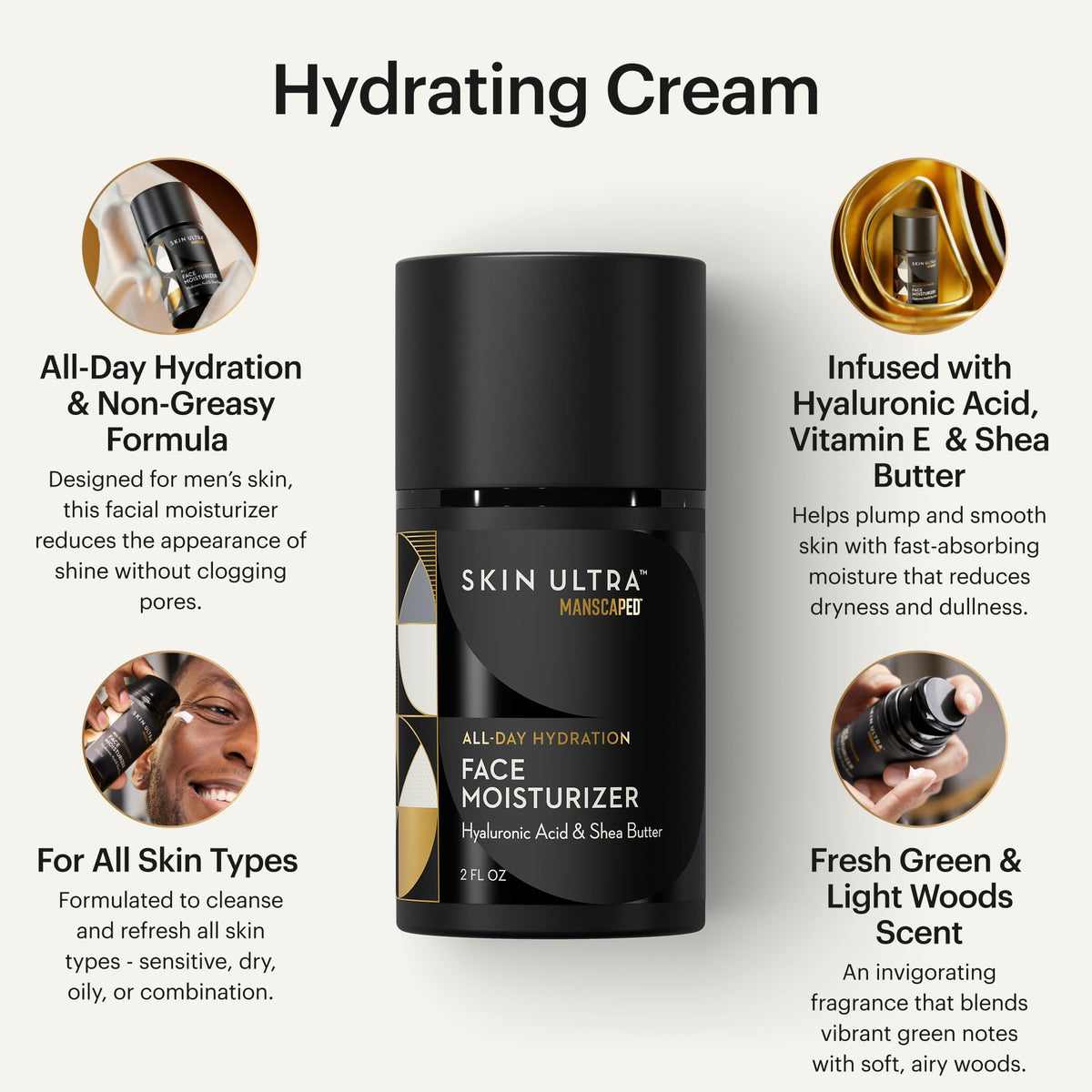 MANSCAPED daily moisturizer open jar showing lightweight texture