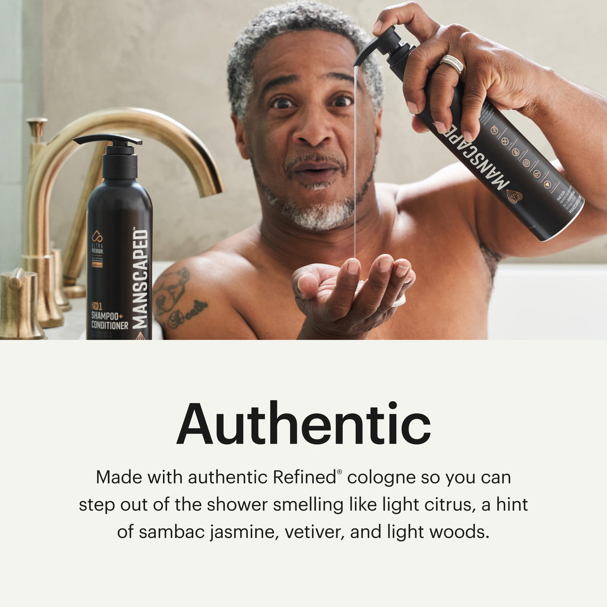 MANSCAPED in-shower use lifestyle shot showing quick routine and time-saving benefit