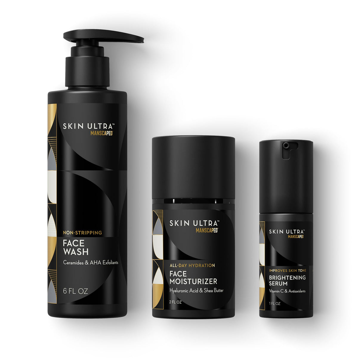 MANSCAPED front packaging showing the three-step kit and benefits