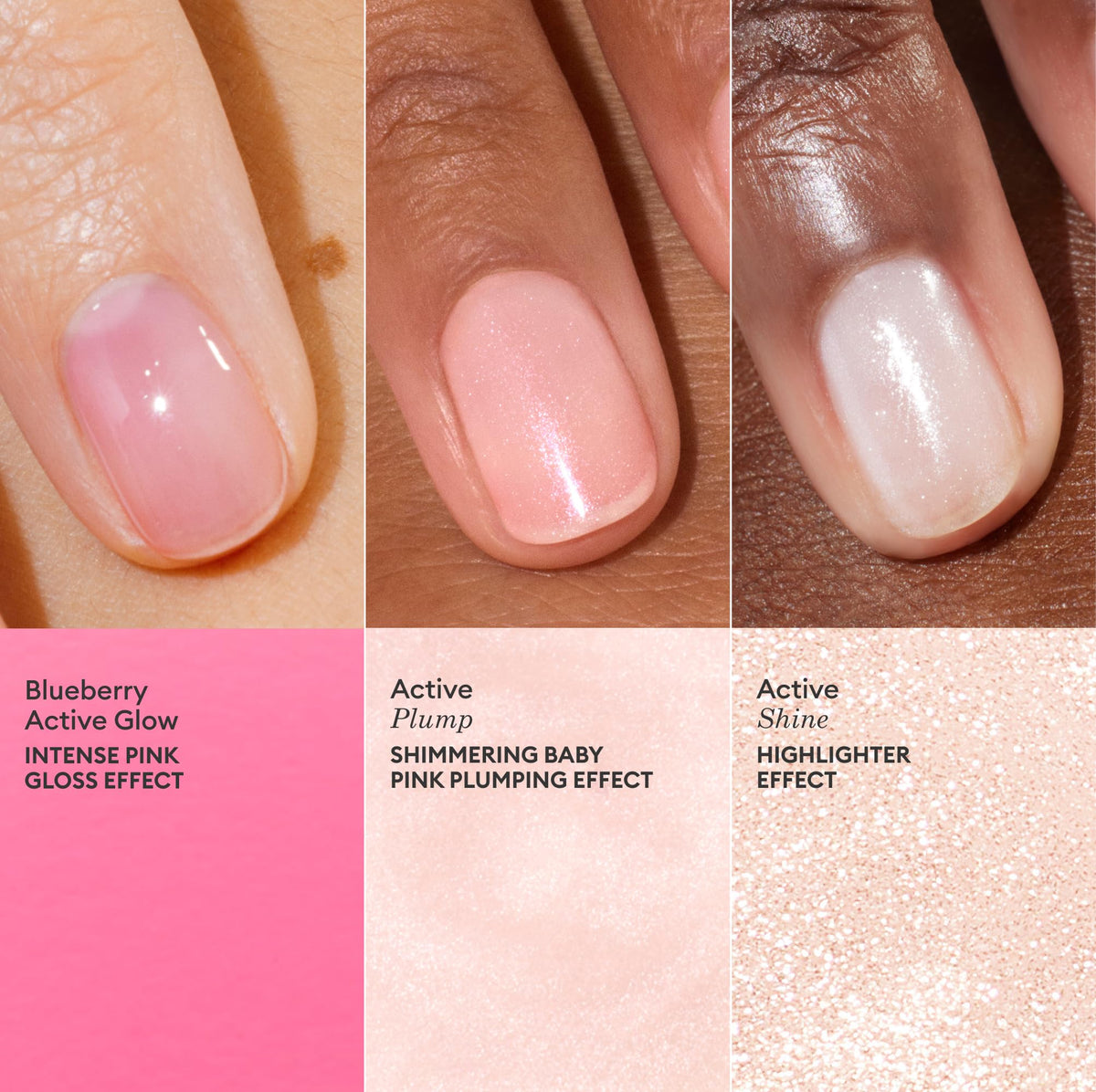 Manucurist Active Shine painted on a nail to show high-gloss finish