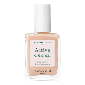 Manucurist bottle front view showing beige polish and label benefits