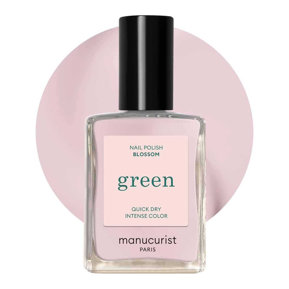 Manucurist Blossom front bottle showing pale pink shade and glossy finish benefit