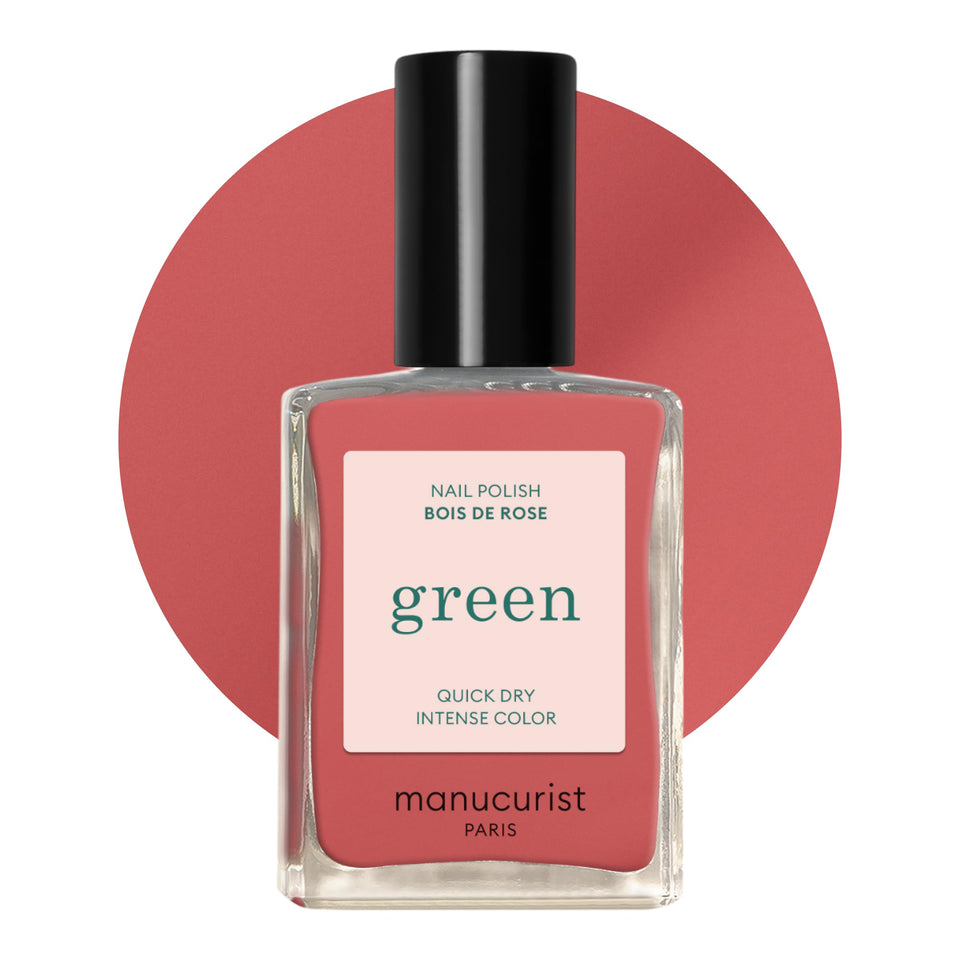 Manucurist front bottle showing dusty pink shade and glossy finish benefit