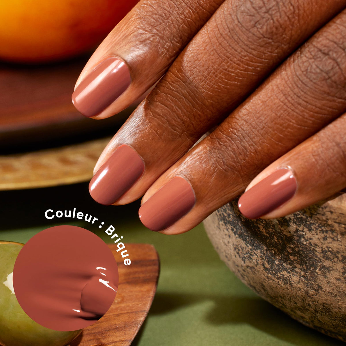 Manucurist Brique brush stroke demonstrating smooth application benefit: even coverage