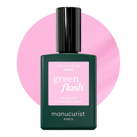 Manucurist bottle front view showing candy neon pink and vegan badge benefit