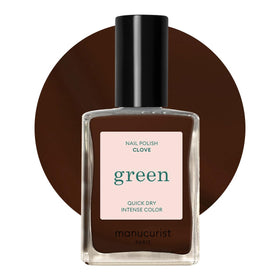 Manucurist bottle front view showing Clove chocolate brown shade and glossy finish