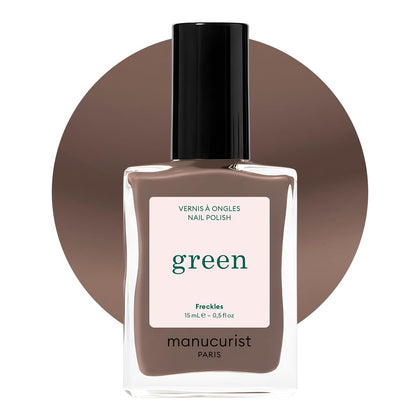 Manucurist front bottle shot showing Freckles brown polish, highlights easy application